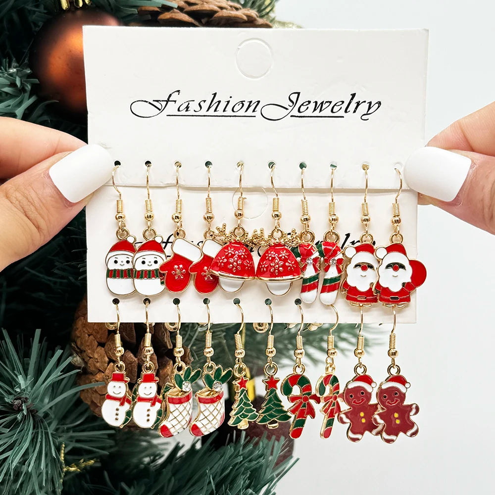 Premium High Clas Christmas Themed 50 pcs Set of Earrings Christmas Themed Earrings Vintage Metal Santa Earrings Designed for Women Fashion