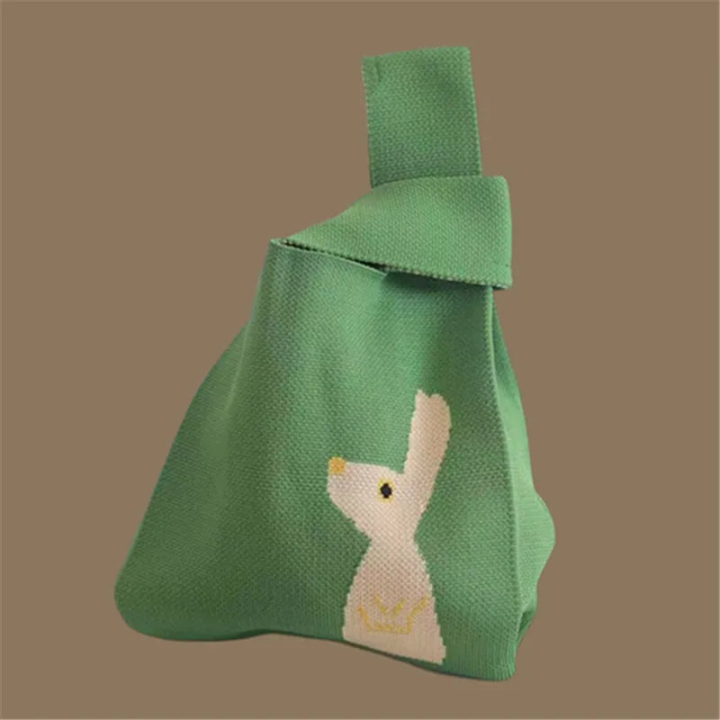 Women Handmade Knitted Small Handbag, Casual Wrist Bag, Student Reusable Shopper Mini Tote Bag, Suitable for Daily Use Outdoor