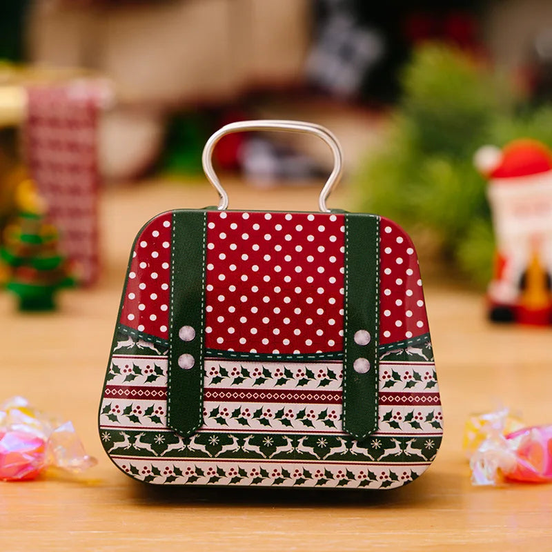 Christmas Metal Box for Kids & Adults!,Christmas 2024 Handbag Tin Jar!, Chic Holiday Storage Jewelry & Treats in a Christmas Tin Handbag!, Store, Gift, & Sparkle Christmas 2024 Handbag Tin Jar