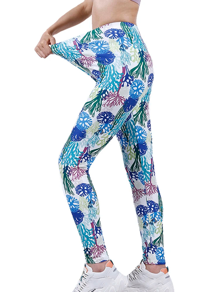 Brand New 2026 Edition CUHAKCI Fashion Women Leggings Beautiful Leaf Floral Printing High Waist Jeggings Stretch Pant Sexy Hot Sale Clothing Mujer