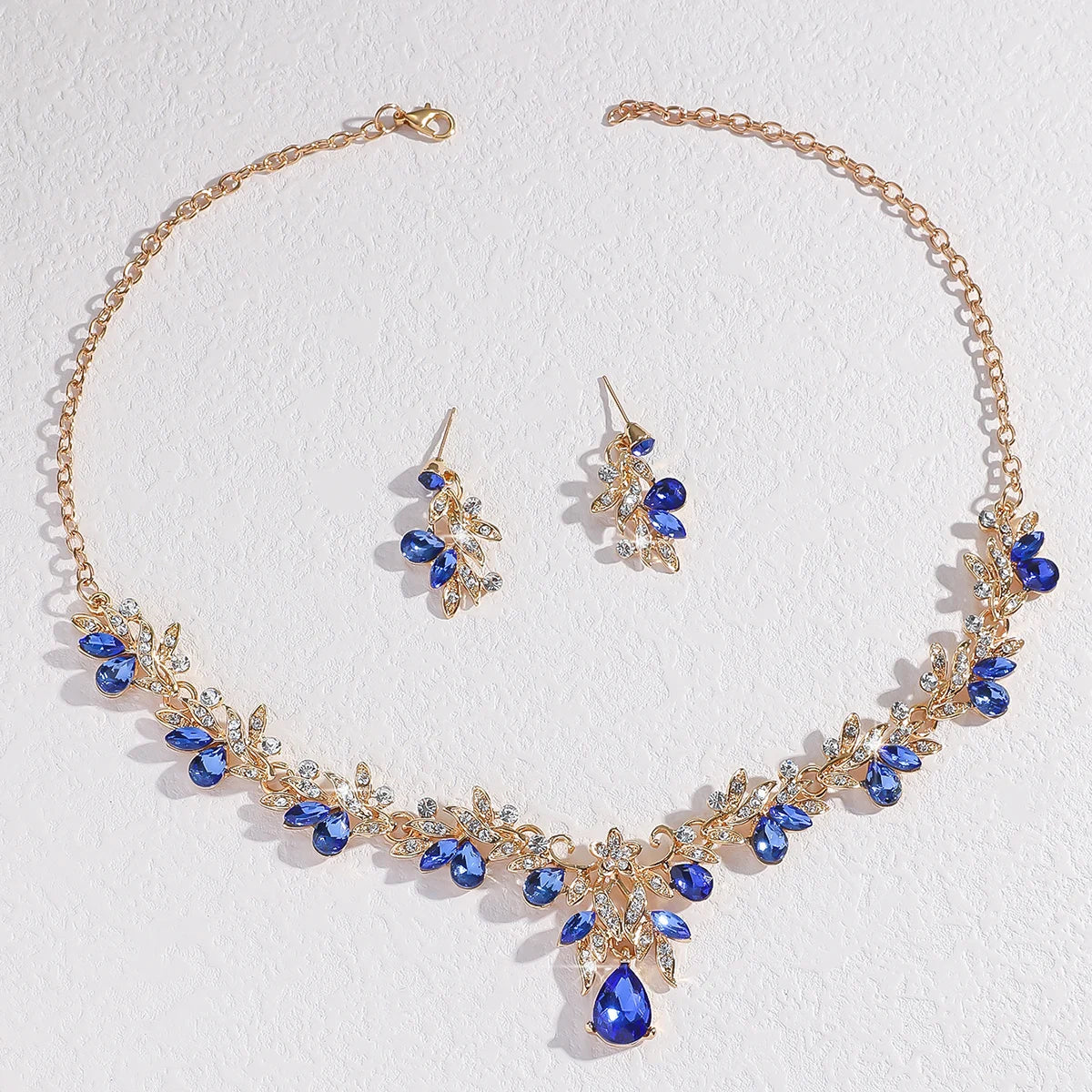 Premium Light Luxury Jewelry Gorgeous Leaf Water Drop Earrings & Necklace Set, Light Luxury  Perfect for Parties, Weddings, High Class 2026 Glam! Sparkling Leaf Water Drop Jewelry Set for Elegant Fashion Lovers