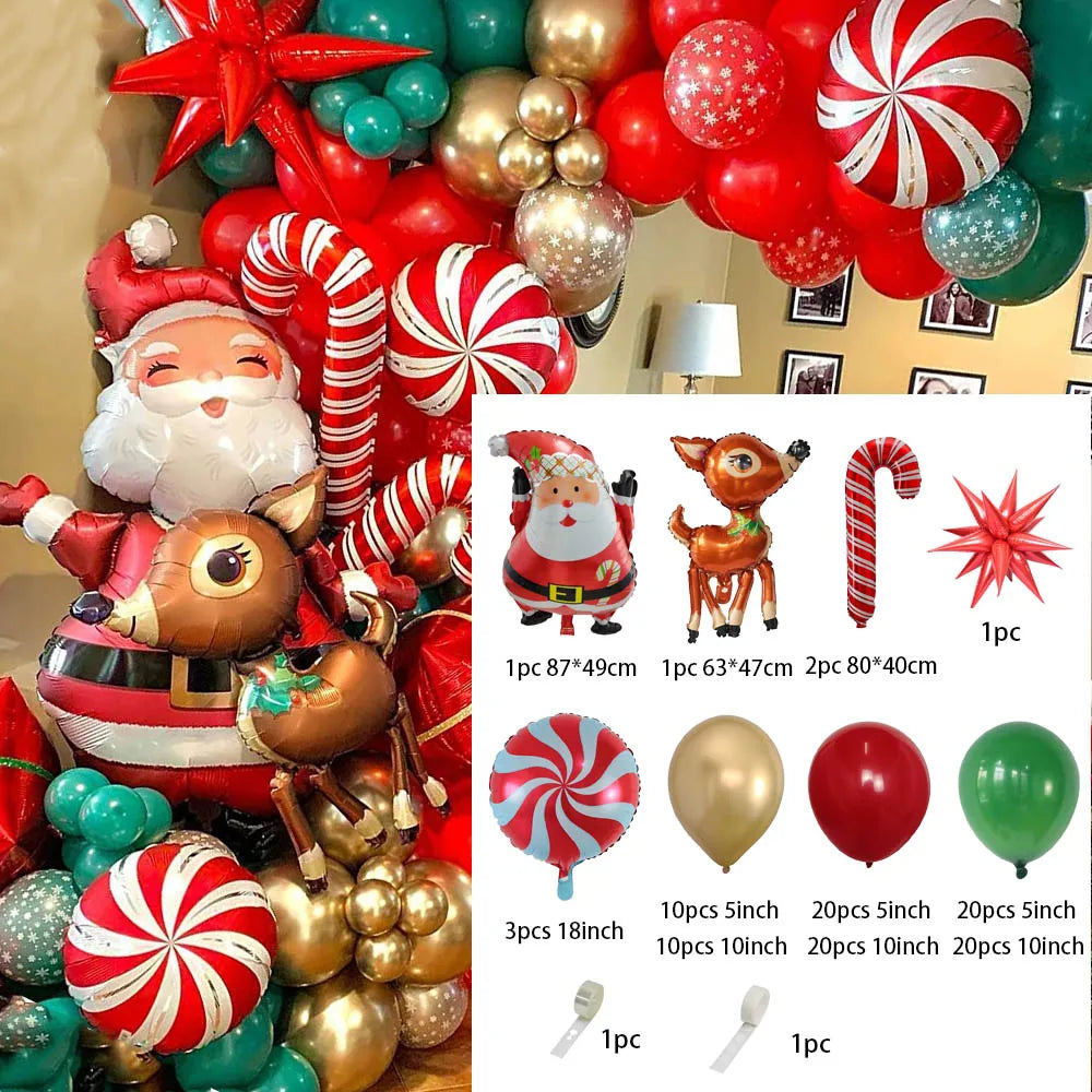 🎄Christmas Party Balloon Arch 2025, Balloon Garland for Christmas & New Year Celebrations!, Create a Festive Wonderland, Deck the Halls in Style Red & Green Christmas Balloon Arch Kit!