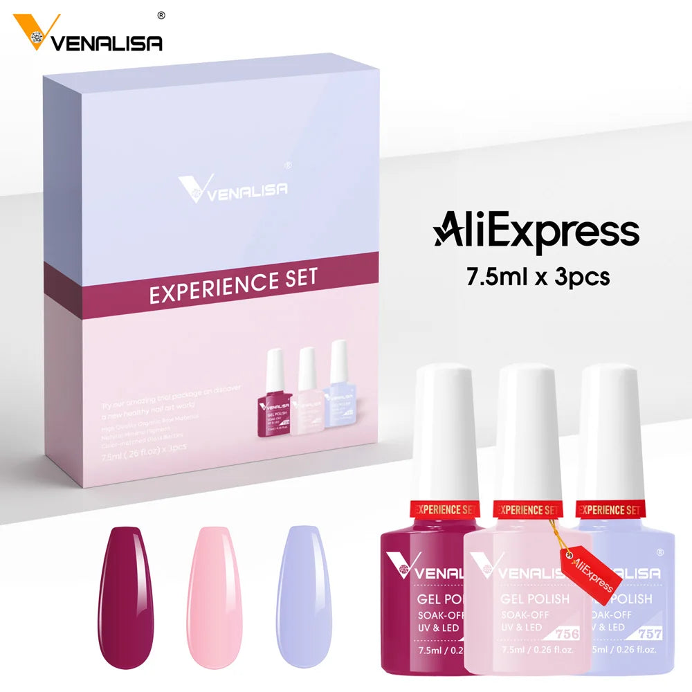 VENALISA Gel Kit 7.5ml x3 Perfect for Chic & Instagram-Ready Nails!, VENALISA Gel Kit 7.5ml x3 Perfect for Chic , VENALISA 3pcs Gel Polish Kit, DIY Salon-Quality Nails at Home, Soak-Off UV/LED Gel Polish