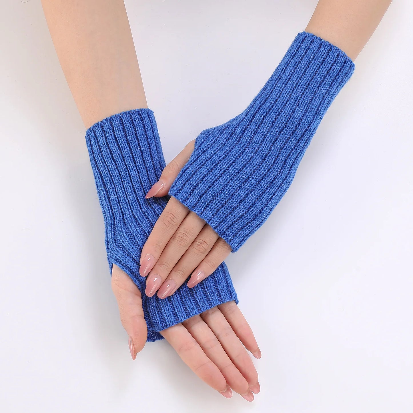 Brand New 2026 Style Women Half Finger Gloves Winter Knitted Arm Sleeves Fingerless Mittens Solid Color Soft Gloves Students Touch Screen Gloves