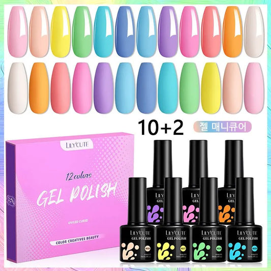 LILYCUTE 12PC Macaron Gel Polish Set Trendy 2026 Colors, Transform Your Nails with LILYCUTE Gel Polish Perfect for 2026 Nail Art!, DIY Salon-Quality Nails at Home Fun, Vibrant & Glossy!