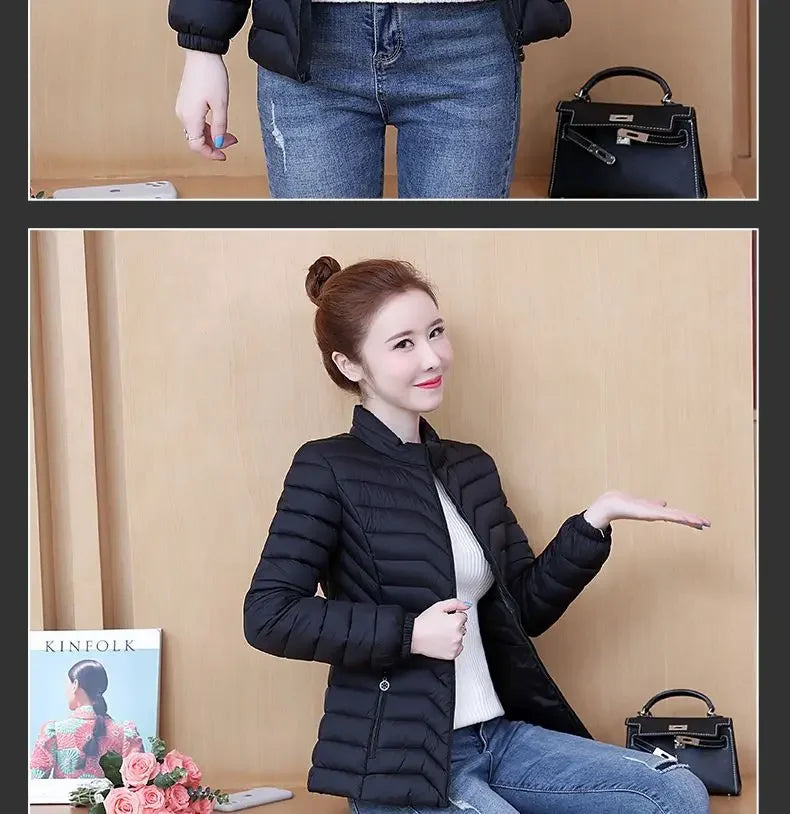 Fashion Women Puffer Jackets Ultralight Duck Down Cotton Jacket 2023 New Autumn Winter Long Sleeve Warm Coat Female Parka