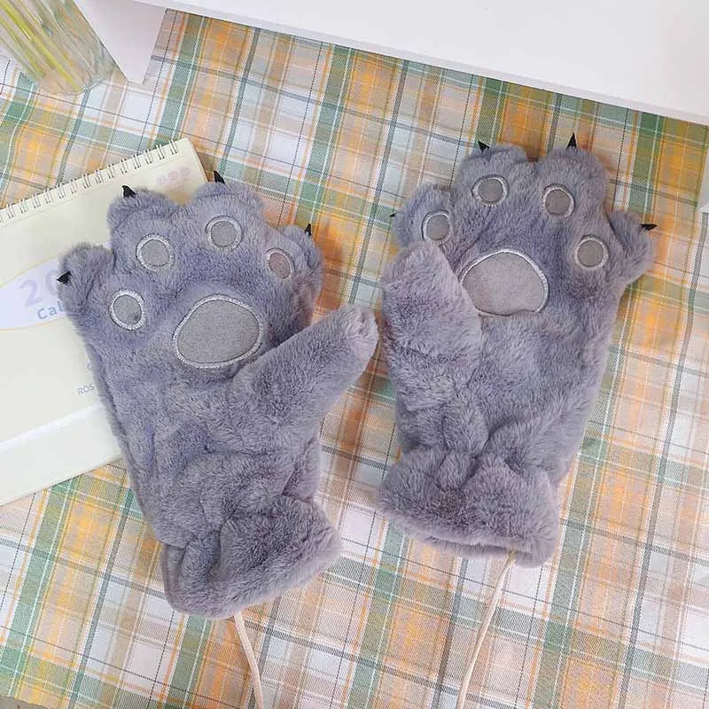 Quality Premium 2026 Style Women Gloves Bear Palm Paw Animals Plushclaw Glove Winter Fluffy Cat Paw Full Finger Gloves Keep Warm Lovely Soft Furry Mittens