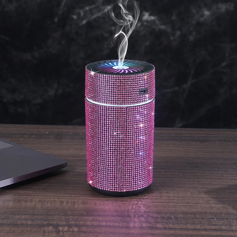 High Quality 2026 Edition Luxury Shiny Car Diffuser Humidifier with LED Light Diamond Auto Air Purifier Diffuser Air Freshener Bling Car Accessories