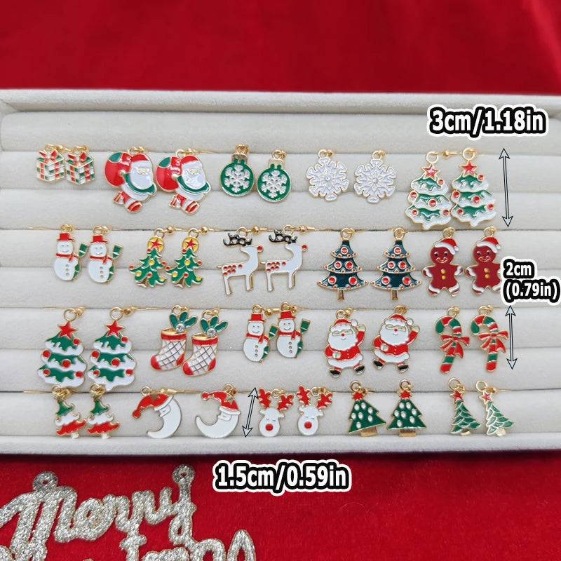 Premium Christmas 40PCS Classic Cartoon Christmas Element Earrings, Christmas Celebration Earrings, Party and Gathering Clothing Accessories