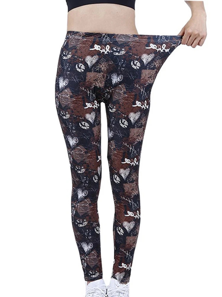Brand New 2026 Edition CUHAKCI Fashion Women Leggings Beautiful Leaf Floral Printing High Waist Jeggings Stretch Pant Sexy Hot Sale Clothing Mujer