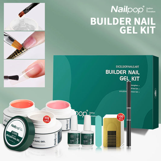 Nailpop 3-Color Builder Gel Kit for Perfect 2026 Manicures!, Professional Nail Art Made Easy ,Builder Gel Kit for Strong, Stunning Nails