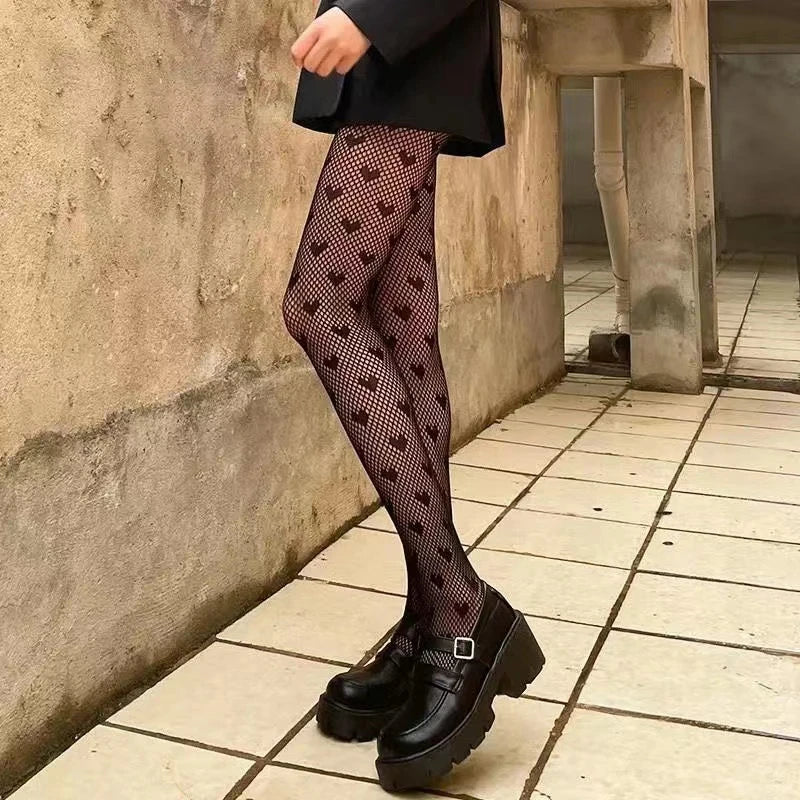 Spring Summer Thin Party Club Pantyhose Dark Hollowed Out Fishnet Stockings Women Gothic Spider Web Fish Net Black Silk Tights