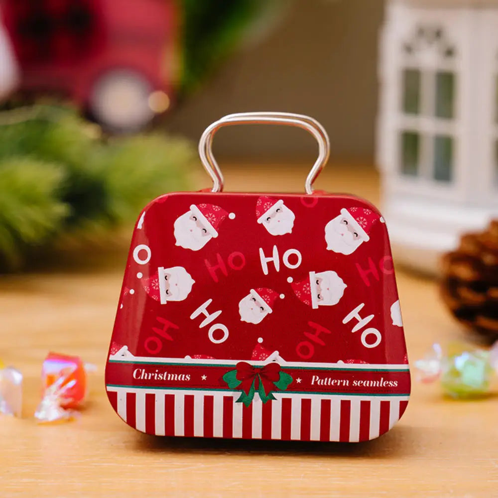 Christmas Metal Box for Kids & Adults!,Christmas 2024 Handbag Tin Jar!, Chic Holiday Storage Jewelry & Treats in a Christmas Tin Handbag!, Store, Gift, & Sparkle Christmas 2024 Handbag Tin Jar