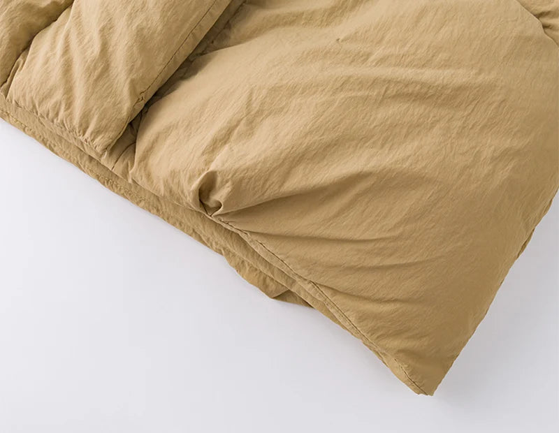 Women's Winter Lapel Puffer Jacket Loose Y2K Fashion Down Cotton Coat Woman Solid Color Casual Windproof Warm Cropped Parkas