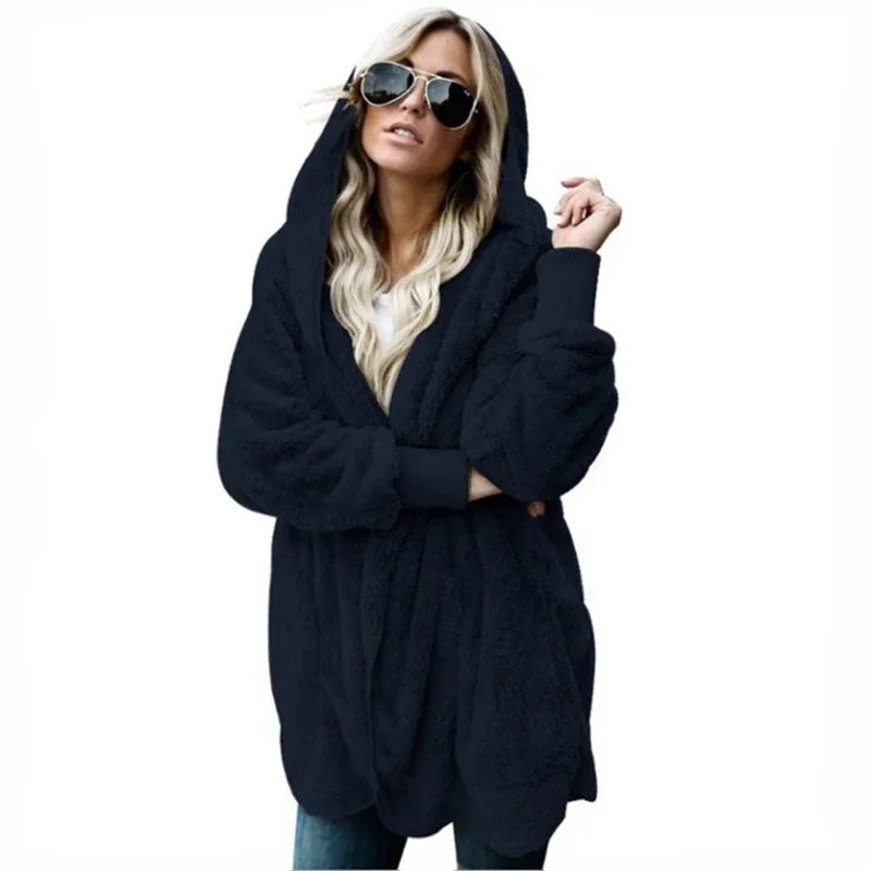 Trend Fashion 2026 Premium Oversized Fleece Cardigan Soft, Stylish & Winter Perfect , Double Fleece Hooded Jacket Plush, Warm & Effortlessly