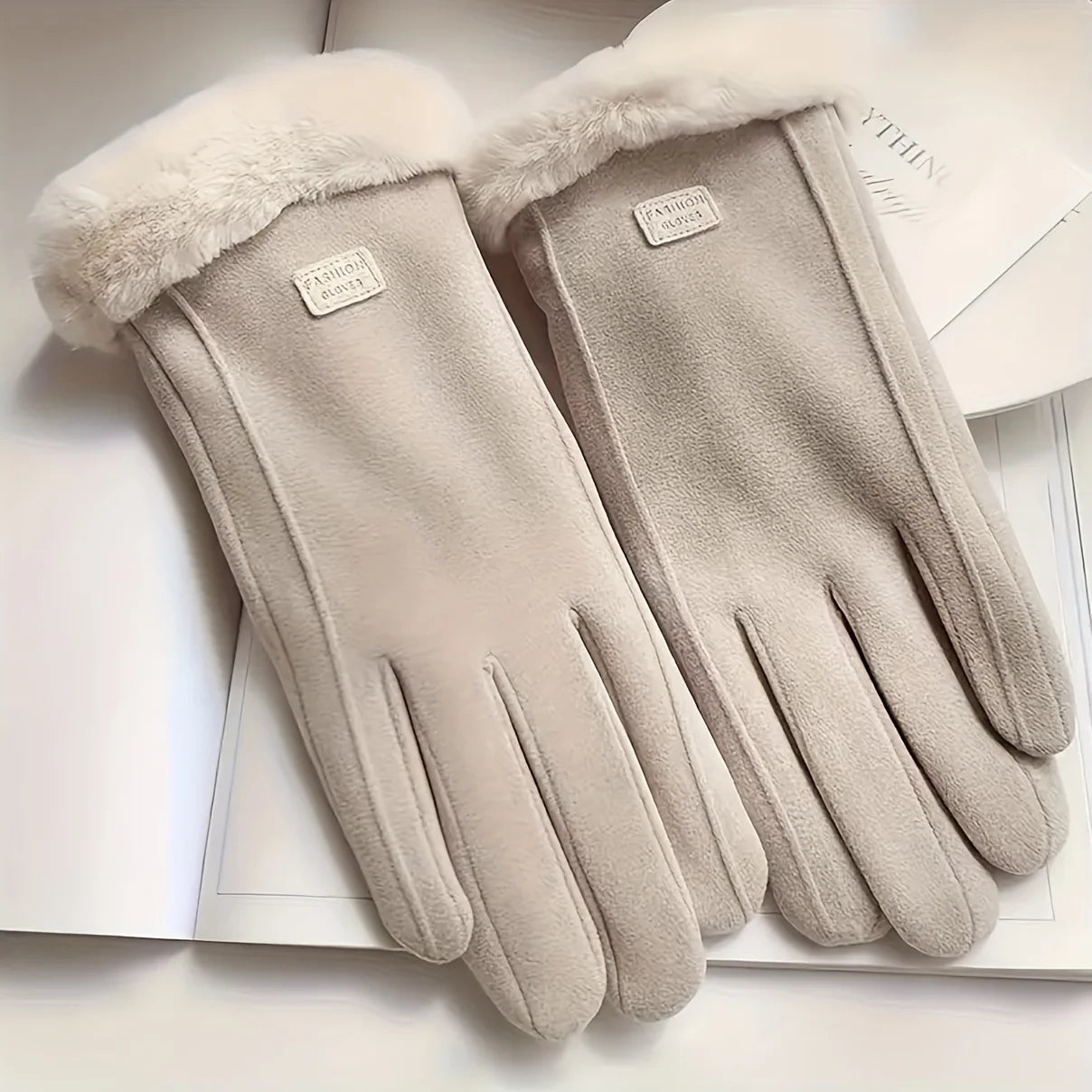 Premium 2026 Beige Winter Gloves with Touchscreen Magic, Winter Chic! Plush Lined Touchscreen Gloves Soft, Warm & Effortlessly Stylish