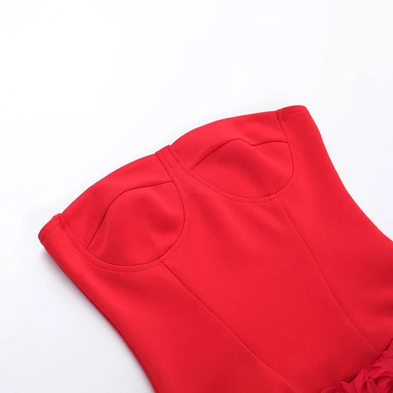 Luxe Floral Elegance Sexy 3D Sheath Dress with Corseted Waist Premium & Irresistible Premium Sexy Wrap Hip Sheath Dress 3D Floral Design