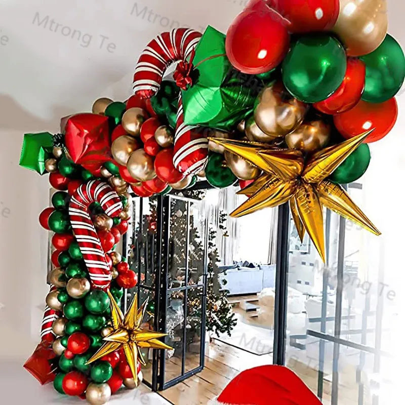 🎄Christmas Party Balloon Arch 2025, Balloon Garland for Christmas & New Year Celebrations!, Create a Festive Wonderland, Deck the Halls in Style Red & Green Christmas Balloon Arch Kit!