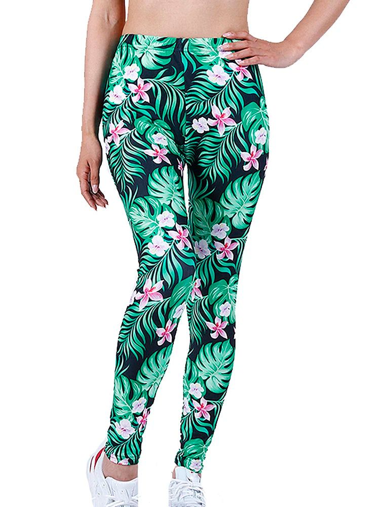 Brand New 2026 Edition CUHAKCI Fashion Women Leggings Beautiful Leaf Floral Printing High Waist Jeggings Stretch Pant Sexy Hot Sale Clothing Mujer