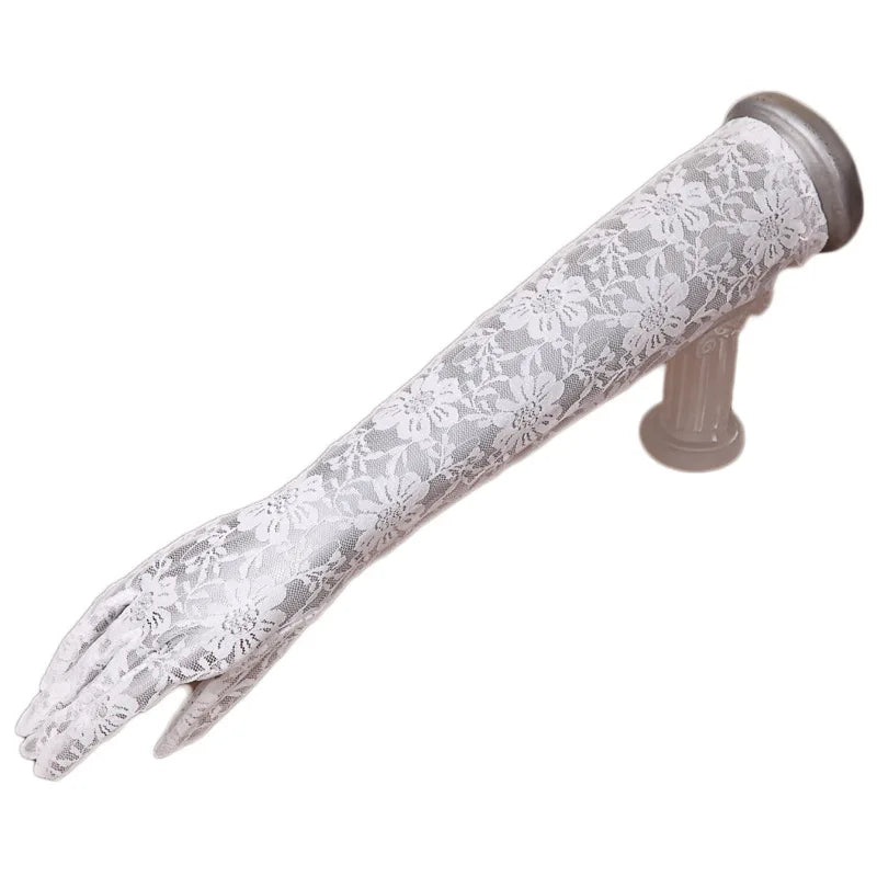 Elegant  Seduction! Hollow Lace Long Gloves Breathable, Sexy & Unapologetically, Premium Transparent Lace Gloves Lolita, Cosplay & Summer Glam Vibes