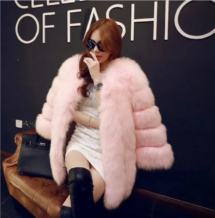 Y2k Faux Fur Jackets for Women Long Puff Sleeve Women Coat Solid Short Warmth Punk Outerwear Clause Ladies Elegant Streetwear