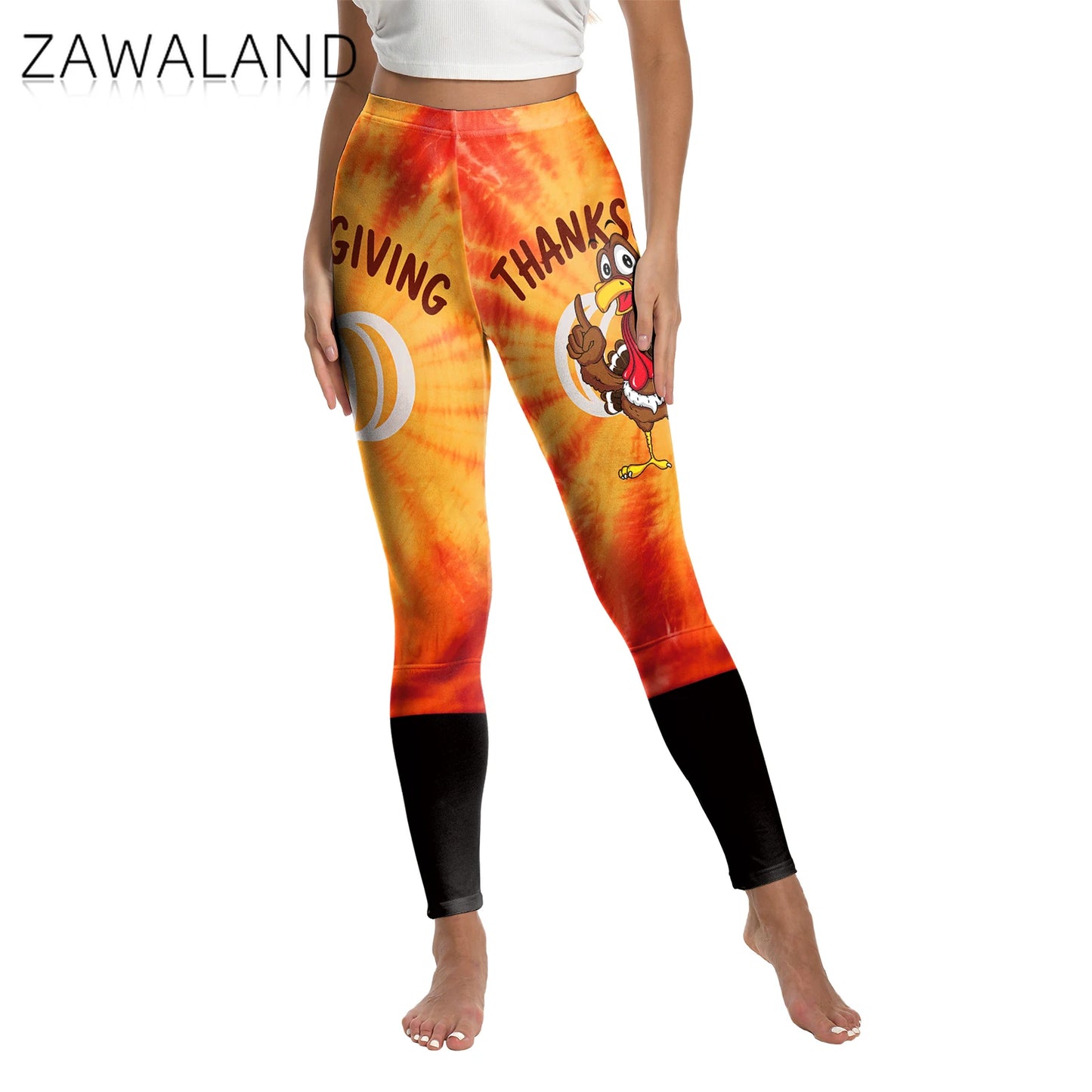 High Quality 2026 Edition Maple Leaf Pattern Cosplay Leggings Thanksgiving Day Turkey Tight Pants Woman Autumn Holiday Costumes Party Performance Trousers