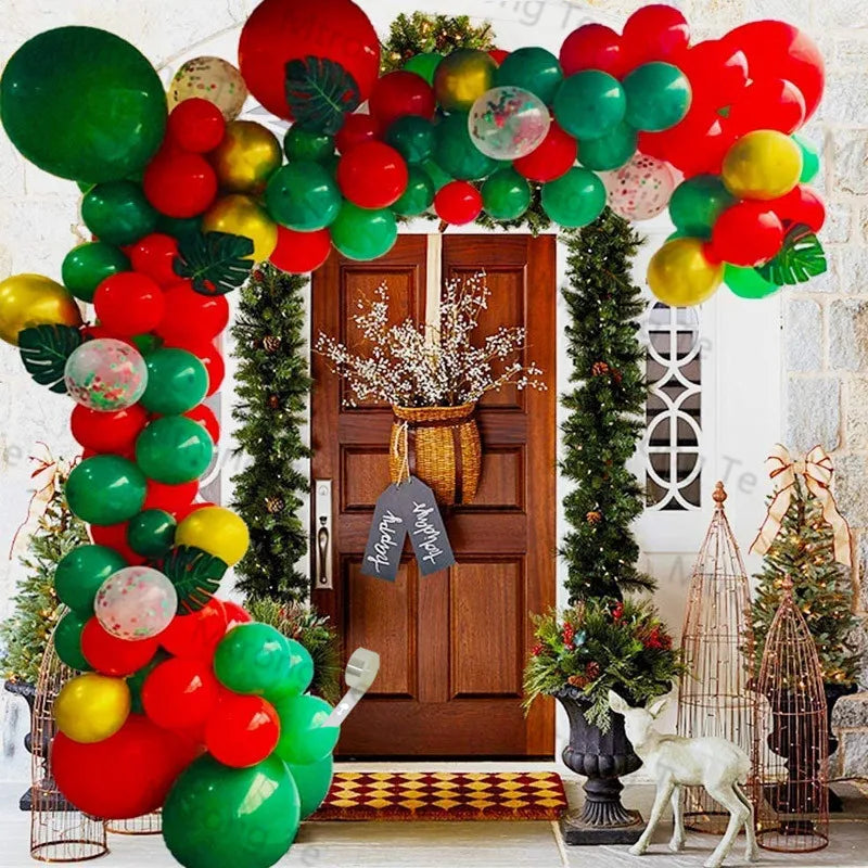 🎄Christmas Party Balloon Arch 2025, Balloon Garland for Christmas & New Year Celebrations!, Create a Festive Wonderland, Deck the Halls in Style Red & Green Christmas Balloon Arch Kit!