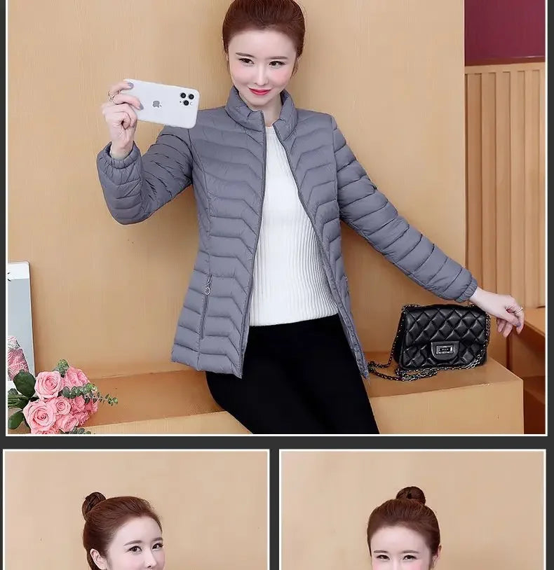 Fashion Women Puffer Jackets Ultralight Duck Down Cotton Jacket 2023 New Autumn Winter Long Sleeve Warm Coat Female Parka