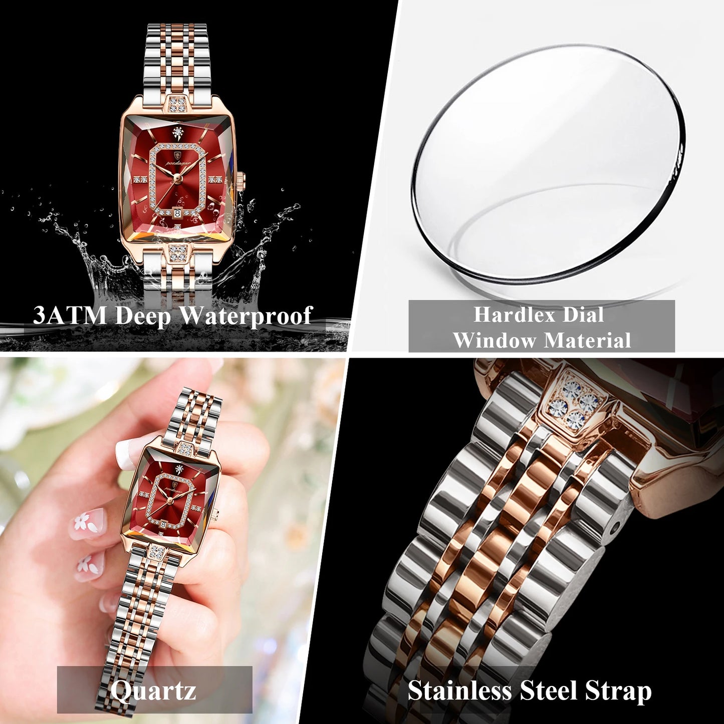 Luxury Rectangle Watch Elegant, Waterproof & Timeless For Women Who Define Class, Stainless Steel Watch Modern Rectangle Design, Waterproof & Stunning, Premium  Women’s Watch Sleek, Elegant