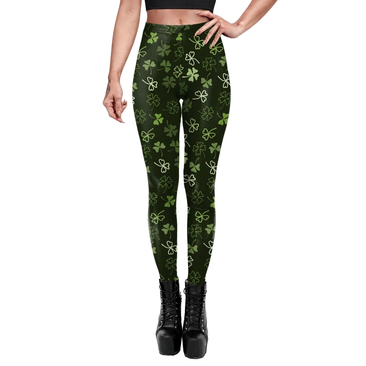 Sexy Elastic Leggings You're My Secret Clover Print Leggings Festive, Stretchy & Figure Flattering!, Celebrate in Style, Party-Ready Leggings Green Clover Print for Fun, Festive Vibes
