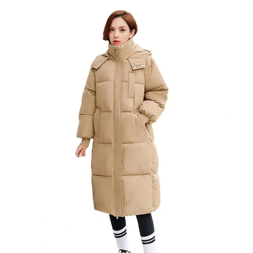 Women Puffer Jacket Polyester Hooded Jacket Women's Long Puffer Jacket with Hooded Coat for Winter Outerwear Thicken Warm