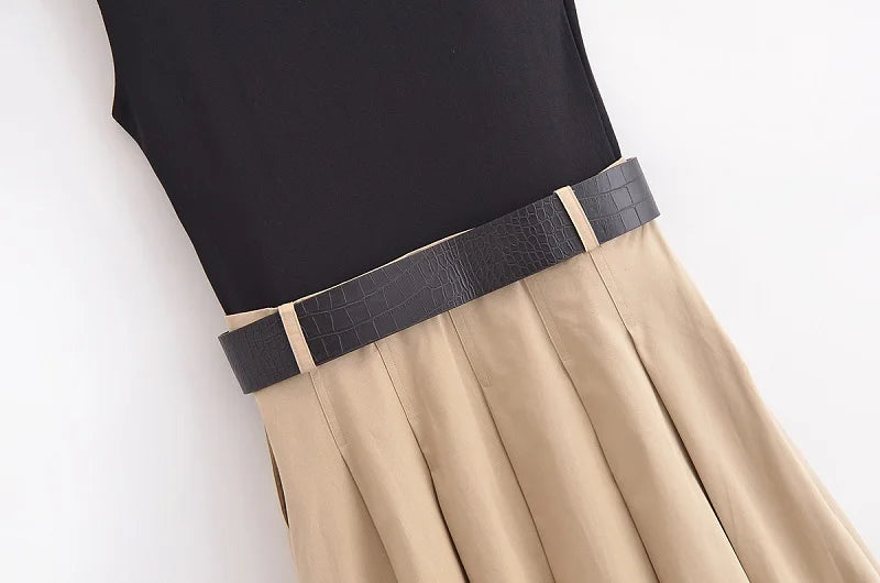 Premium Pleated Midi Dress Sexy, 2026 Elegant & Belted to Shape Your Perfect Silhouette Summer Luxe Sleeveless Knit Midi Dress with Chic Belt & Party Ready Pleats