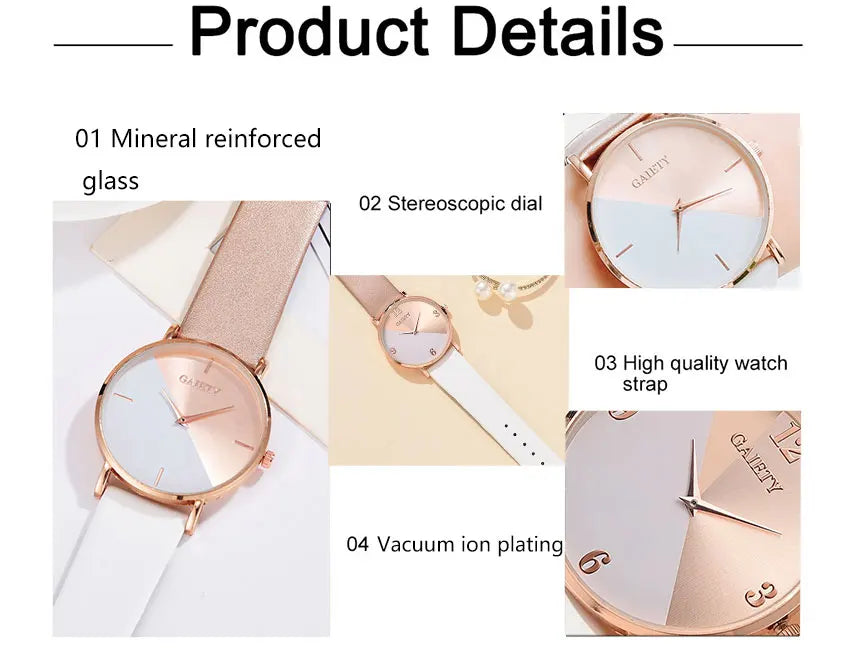Premium 2026 Fashion Women Watch Set Luxury Fashion Colourful PU Leather Strap Ladies Quartz Wristwatch Alloy Bracelet For Ladies Gift