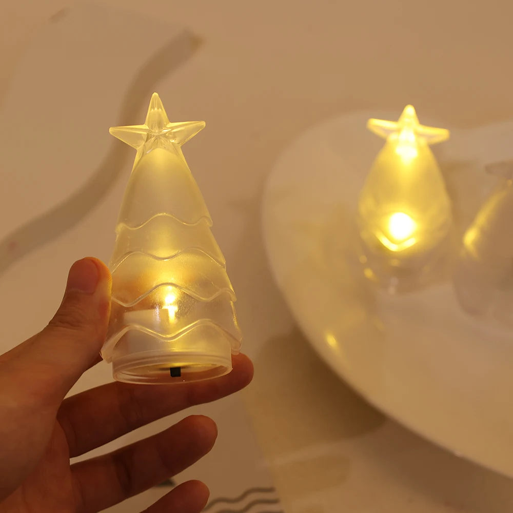 Christmas Night Lights Mini Xmas Tree Candle Lamps 4/1pcs ,Twinkle & Glow  Mini Xmas Tree Candle Lamps for a Magical Christmas!, Tiny Trees, Big Glow — Mini Xmas Candle Lamps for Your Home