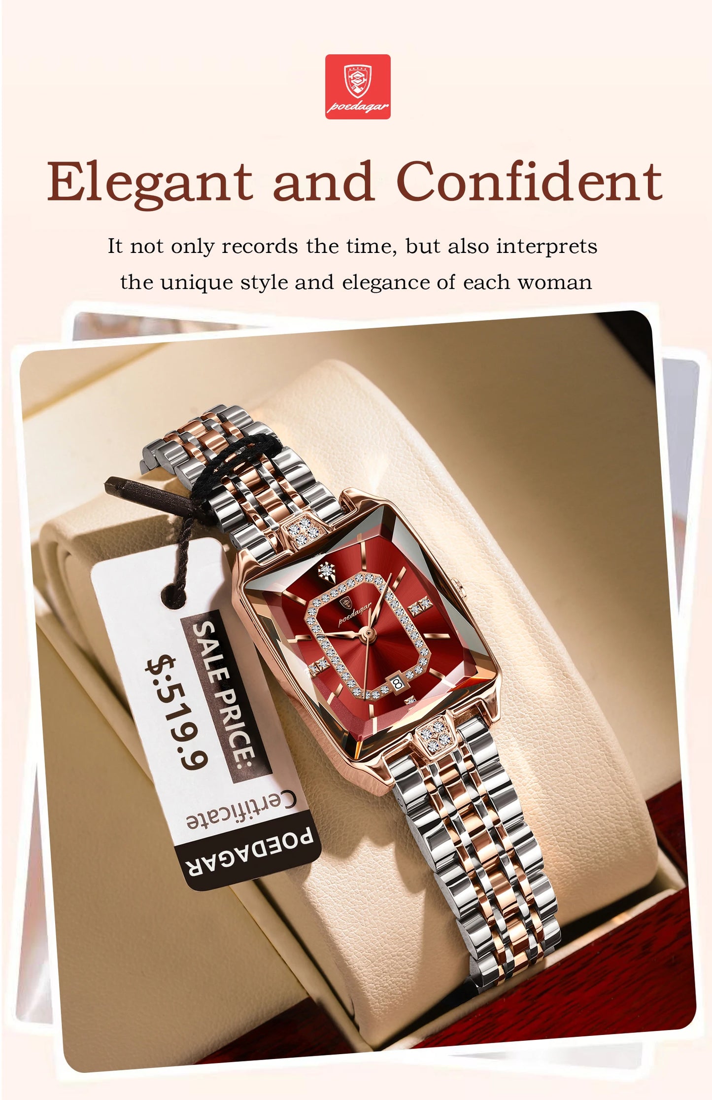 Luxury Rectangle Watch Elegant, Waterproof & Timeless For Women Who Define Class, Stainless Steel Watch Modern Rectangle Design, Waterproof & Stunning, Premium  Women’s Watch Sleek, Elegant