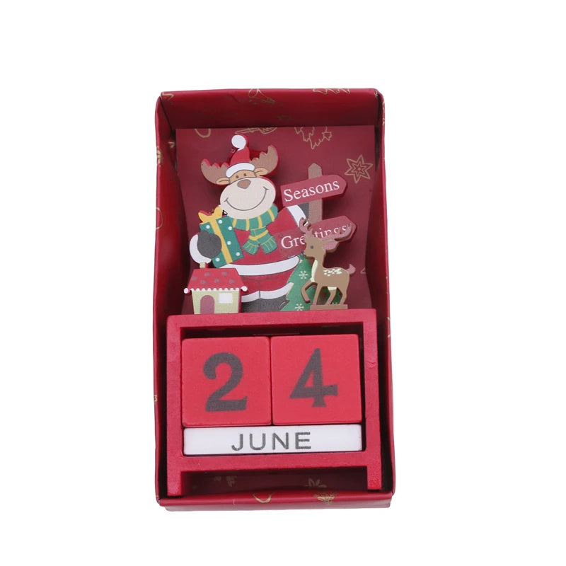 Bring Joy to Your Desk Christmas Countdown Calendar with Cute Characters!, Countdown to Christmas Santa, Elk & Snowman Wooden Calendar! , Festive Wooden Christmas Countdown Calendar!