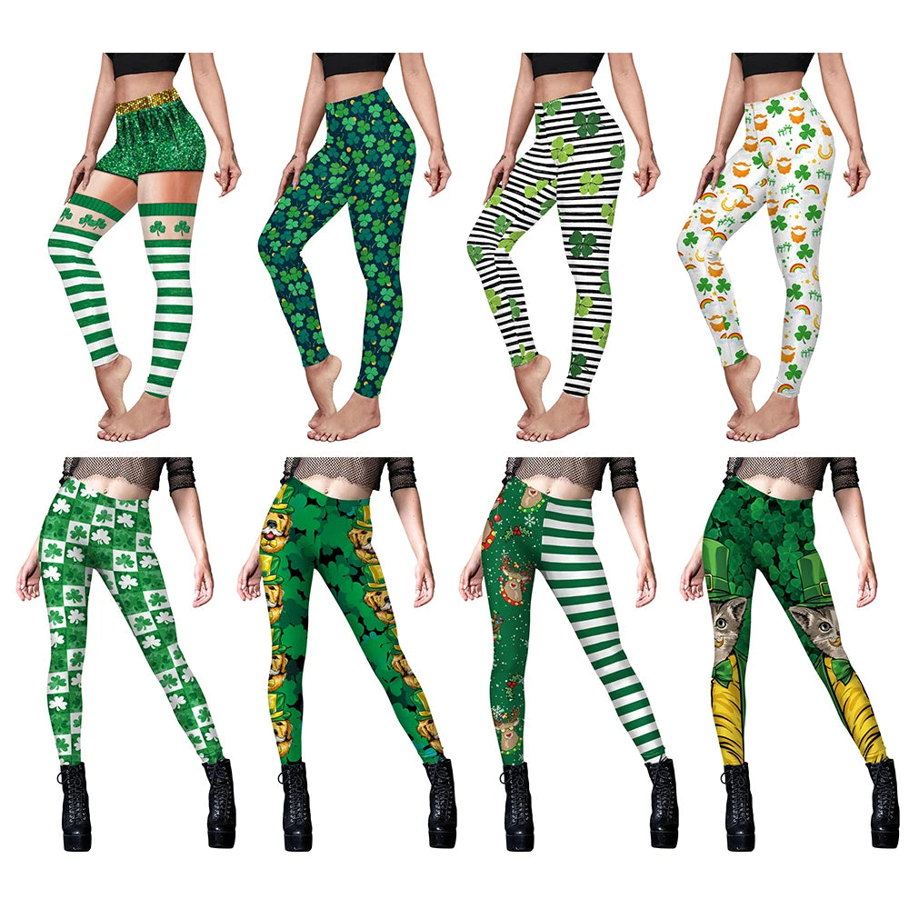 Sexy Elastic Leggings You're My Secret Clover Print Leggings Festive, Stretchy & Figure Flattering!, Celebrate in Style, Party-Ready Leggings Green Clover Print for Fun, Festive Vibes