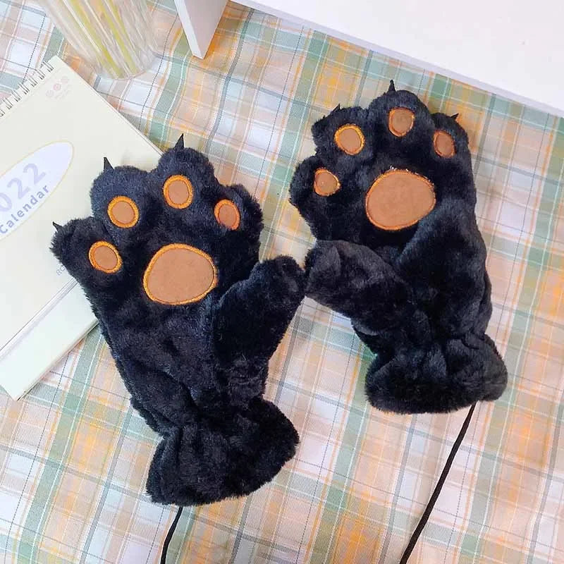 Quality Premium 2026 Style Women Gloves Bear Palm Paw Animals Plushclaw Glove Winter Fluffy Cat Paw Full Finger Gloves Keep Warm Lovely Soft Furry Mittens