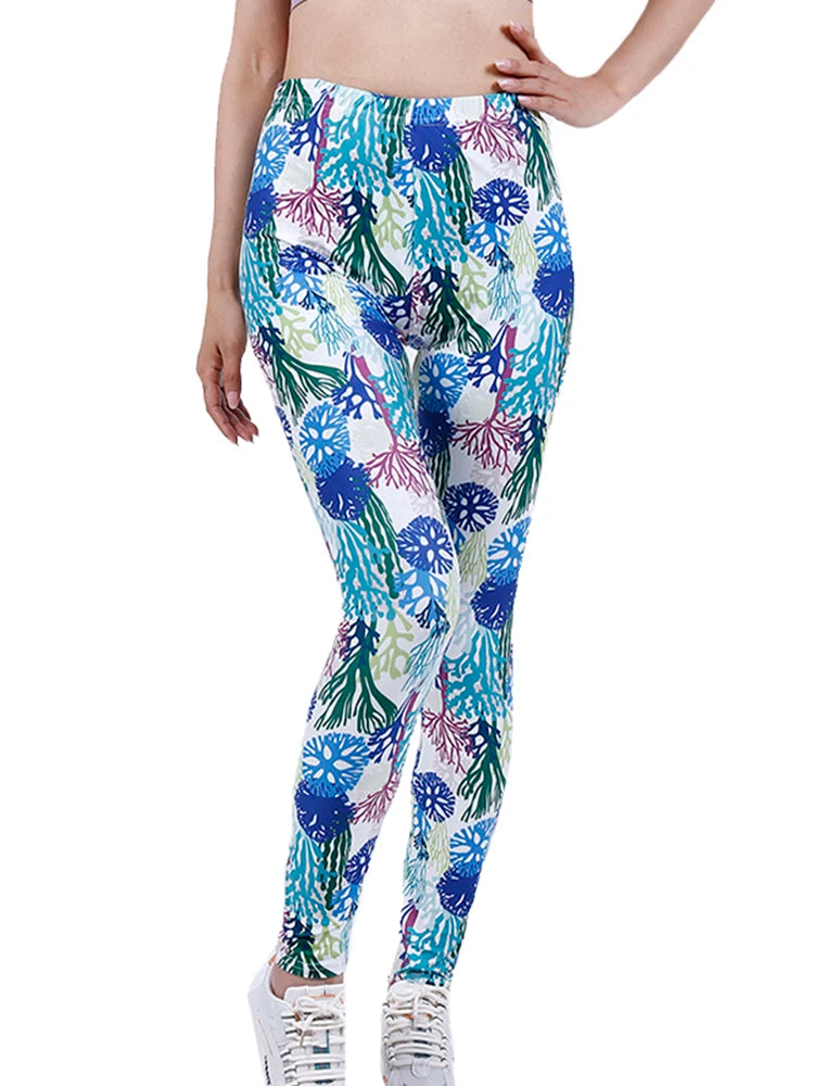 Brand New 2026 Edition CUHAKCI Fashion Women Leggings Beautiful Leaf Floral Printing High Waist Jeggings Stretch Pant Sexy Hot Sale Clothing Mujer