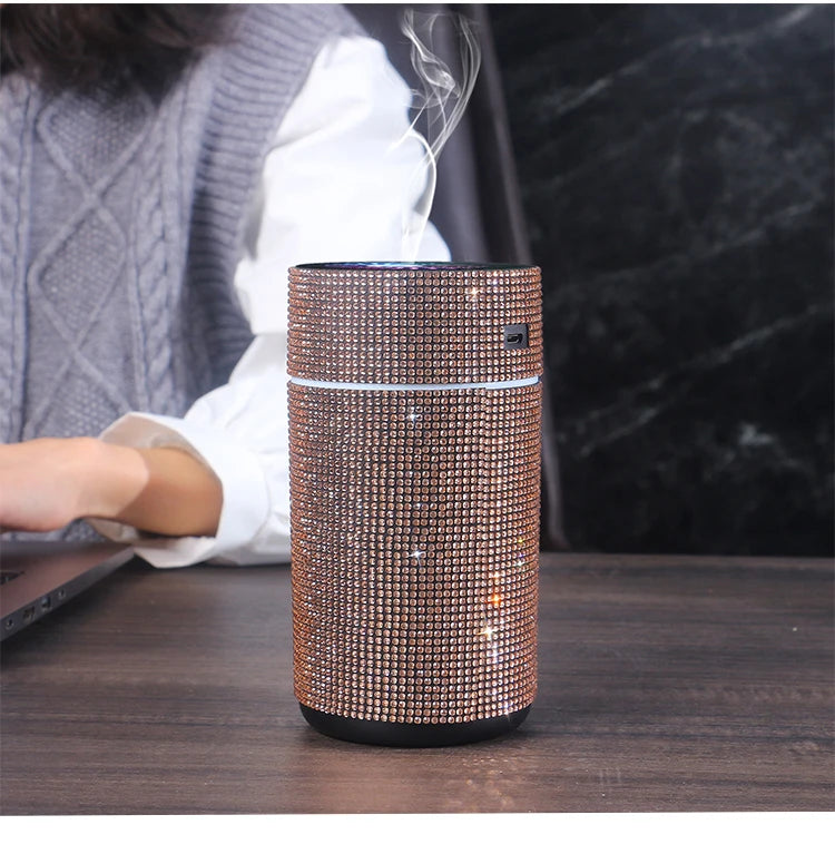 High Quality 2026 Edition Luxury Shiny Car Diffuser Humidifier with LED Light Diamond Auto Air Purifier Diffuser Air Freshener Bling Car Accessories