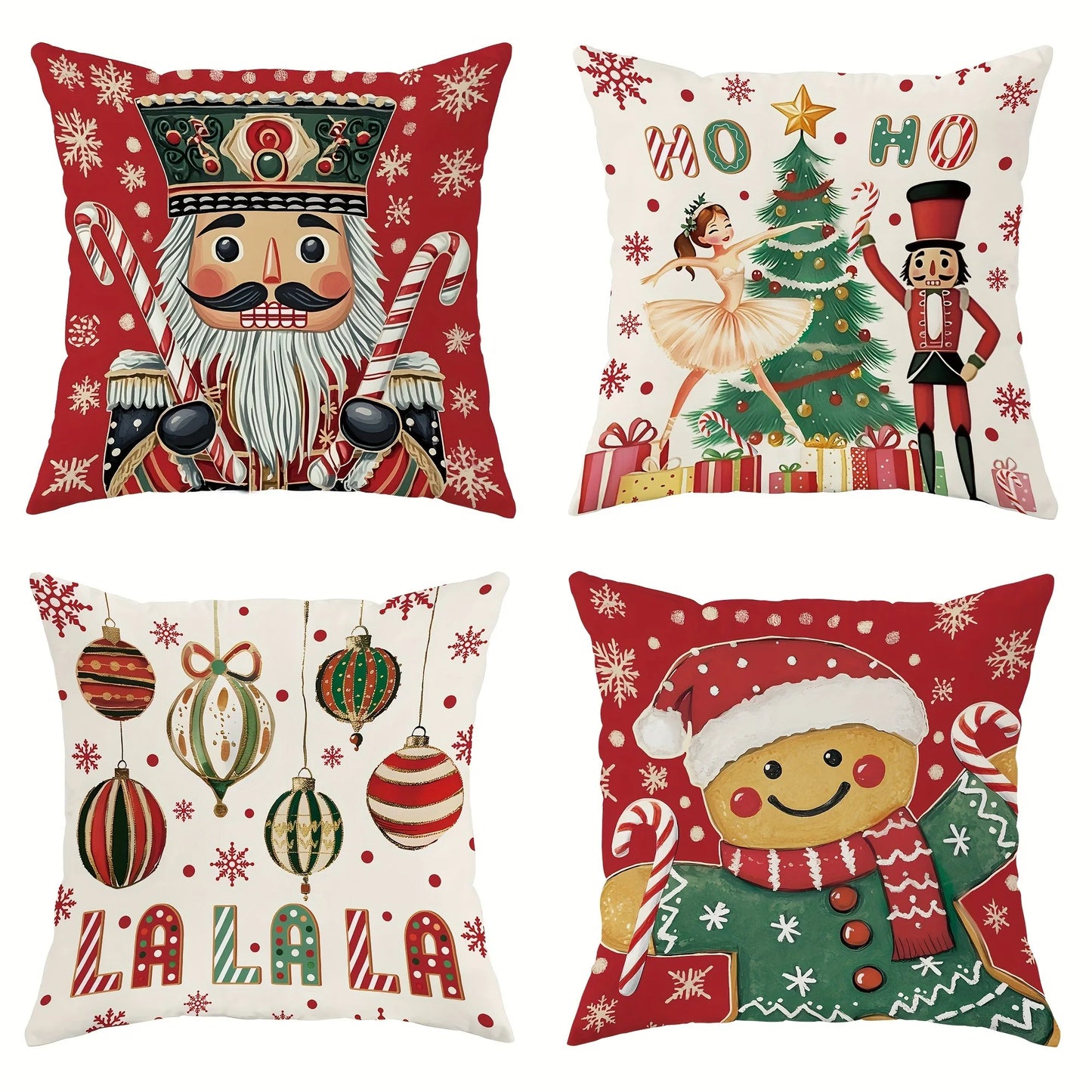 Festive Comfort Christmas Pillow Covers Perfect for Sofas, Bedrooms & Gifts! ,Cozy Up Your Home Christmas Ornament-Printed Pillowcases for Sofas & Beds! , Festive Nutcracker & Gingerbread Pillow Covers!