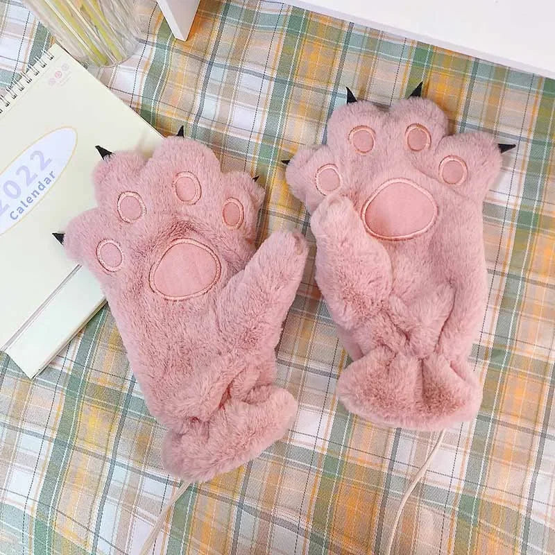 Quality Premium 2026 Style Women Gloves Bear Palm Paw Animals Plushclaw Glove Winter Fluffy Cat Paw Full Finger Gloves Keep Warm Lovely Soft Furry Mittens
