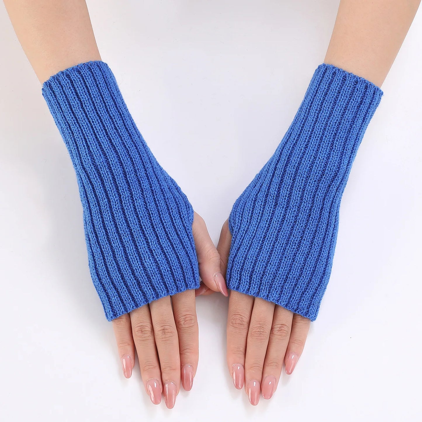 Brand New 2026 Style Women Half Finger Gloves Winter Knitted Arm Sleeves Fingerless Mittens Solid Color Soft Gloves Students Touch Screen Gloves