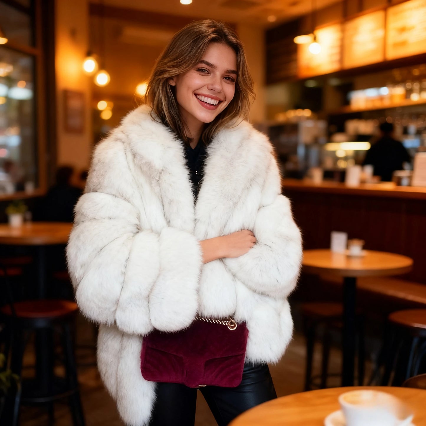 Y2k Faux Fur Jackets for Women Long Puff Sleeve Women Coat Solid Short Warmth Punk Outerwear Clause Ladies Elegant Streetwear