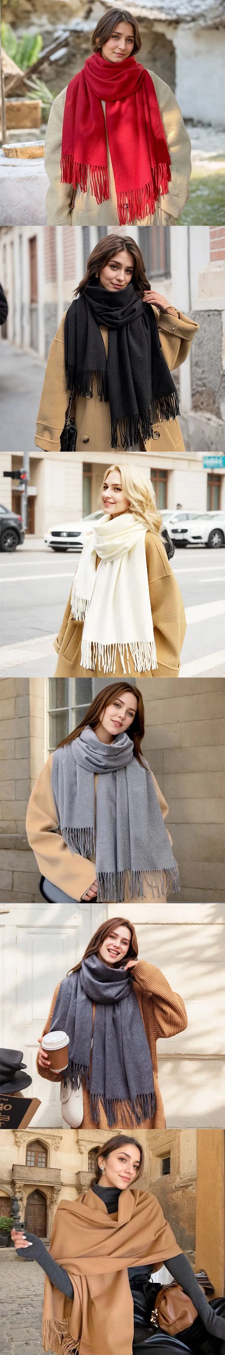 Black Wool Winter Scarf for Ladies Cozy, Stylish & Photo Ready 2026 Winter Luxe! Premium Cashmere Scarf Soft, Warm & Chic for Trendy Women