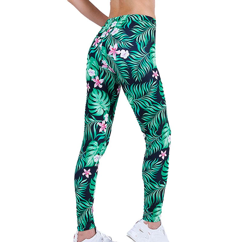Brand New 2026 Edition CUHAKCI Fashion Women Leggings Beautiful Leaf Floral Printing High Waist Jeggings Stretch Pant Sexy Hot Sale Clothing Mujer