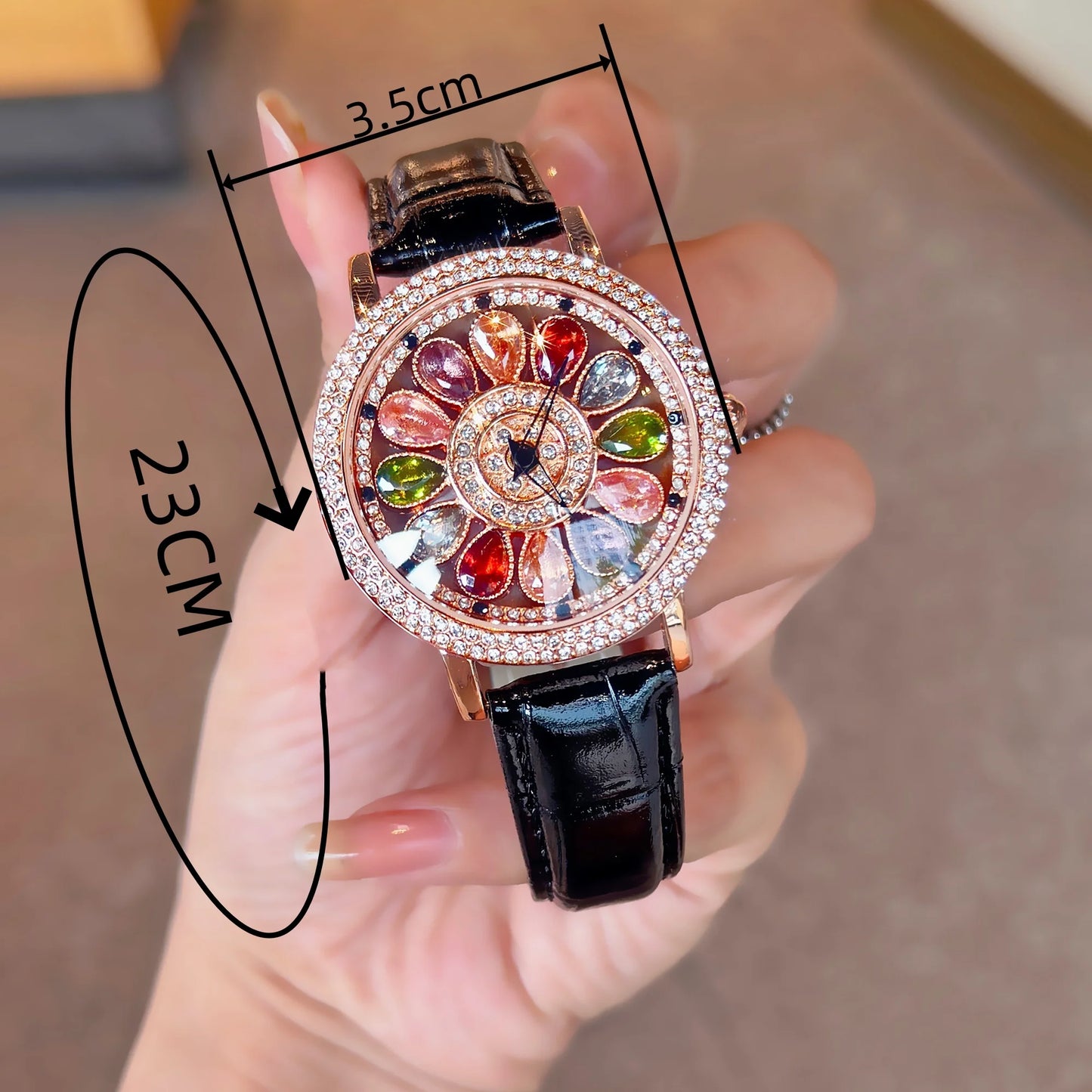 High Class Premium Rhinestone Colourful Rhinestone Watch Premium Design, Rotating Dial Rhinestone Inlay & Premium Craftsmanship Quartz Watch for Women Who Love to Shine ,
