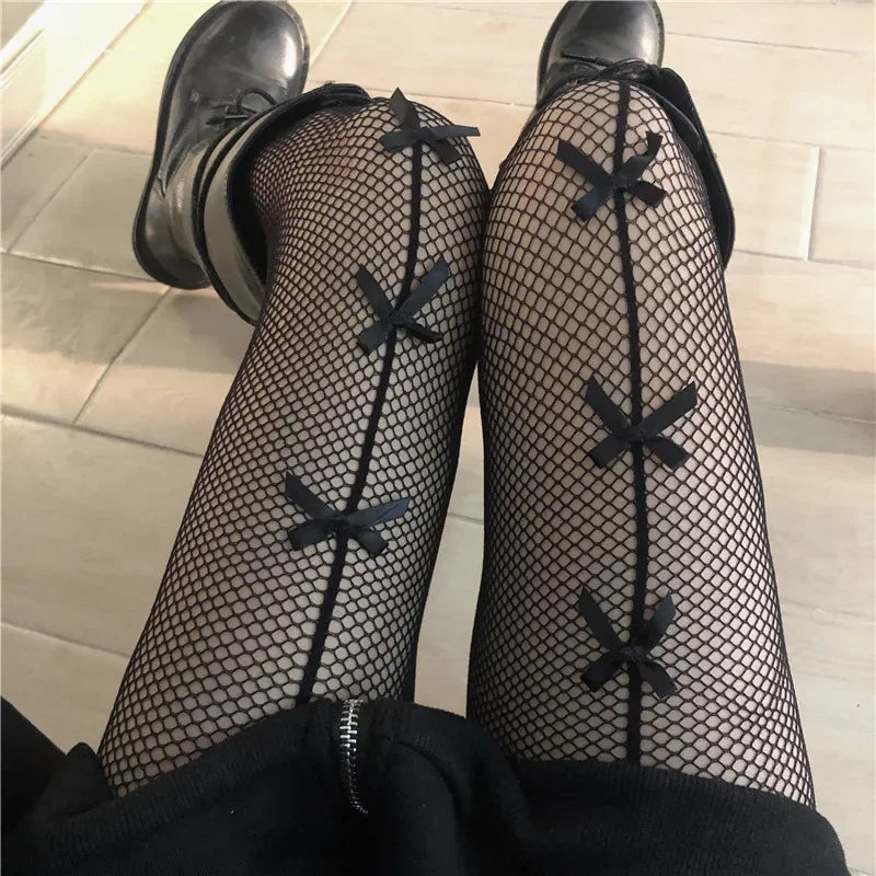 2026 Premium Quality Lolita Bow Fishnet Tights for the Ultimate 2026 Glow Up!, Kawaii Gothic Lace Pantyhose That Scream Confidence & Charm!, Flirty, Fearless & Fabulous, Hollow Out Lace Tights That Define Desire 💋