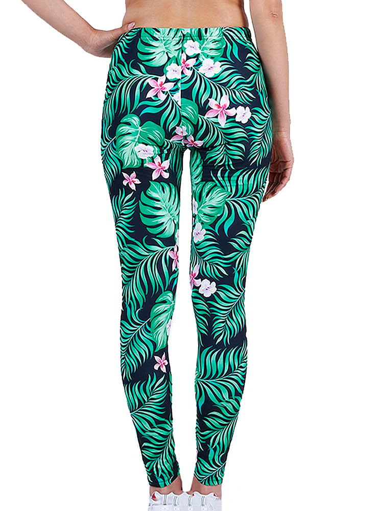 Brand New 2026 Edition CUHAKCI Fashion Women Leggings Beautiful Leaf Floral Printing High Waist Jeggings Stretch Pant Sexy Hot Sale Clothing Mujer