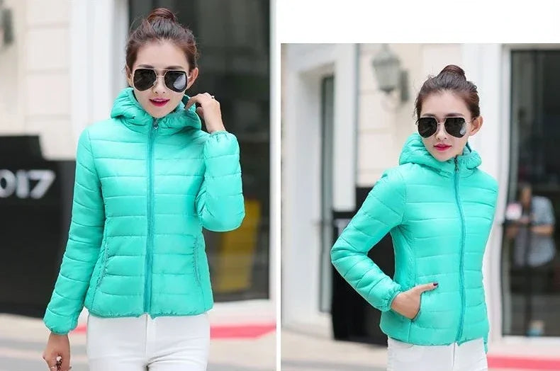 Jackets for Women Quilted Padded Lightweight Puffer Woman Coat Hoodie Short Yellow Thick Padding Feather Cropped Cute Modern Hot